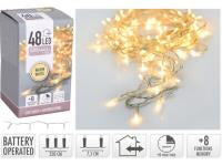 48 LED Battery Operated Warm White Clear Wire