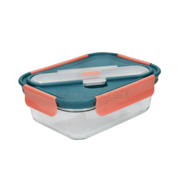 Tropics Glass 900ml Lunch Box with Cutlery