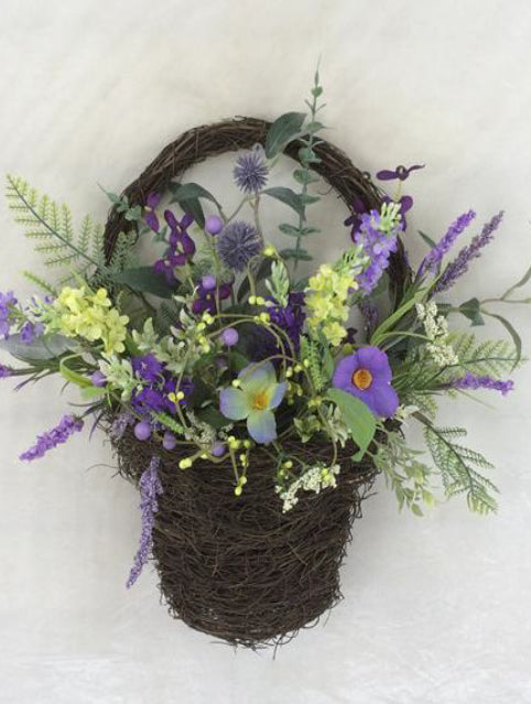 40cm Eucalyptus & Lavender Floral Basket