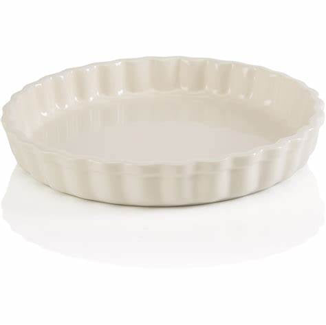 28cm Stoneware Fluted Flan Dish - Meringue