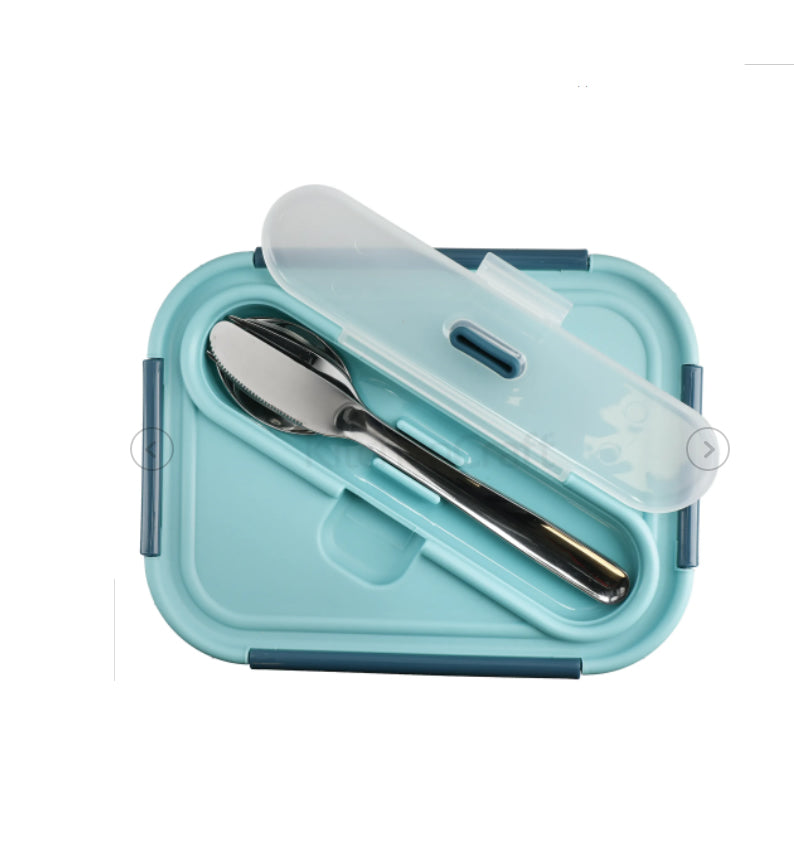 Retro Glass 900ml Lunch Box with Cutlery