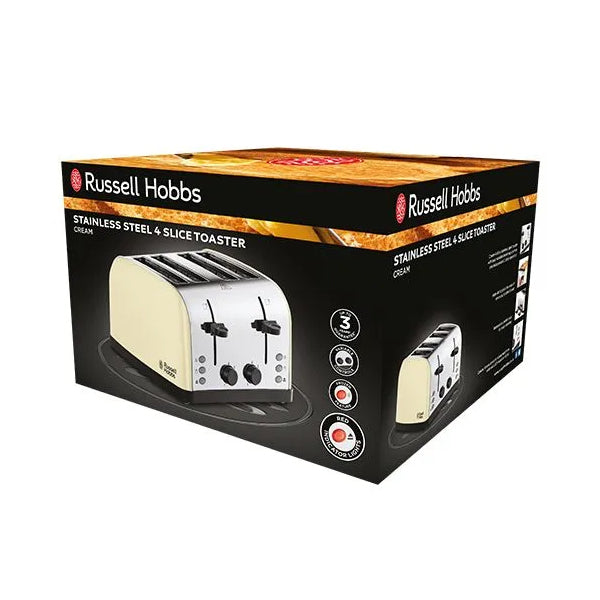 Stainless Steel 4 Slice Toaster - Cream