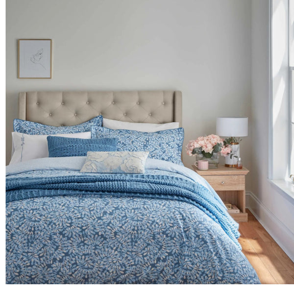 Be Still Foliage Duvet Cover Set Blue