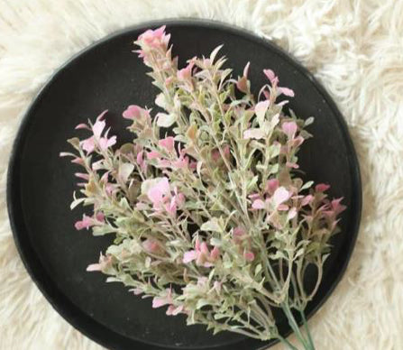 35cm Pink Flower & Clover Stem