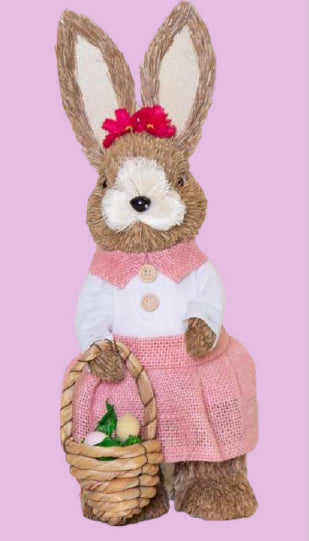 36cm Ms Rabbit with Red Flower & Egg Basket