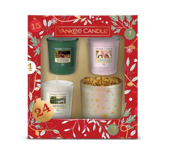 3 Votive & 1 Holder Gift Set