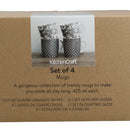 Barrel Mug Set of 4 Grey Floral / Polka Dot