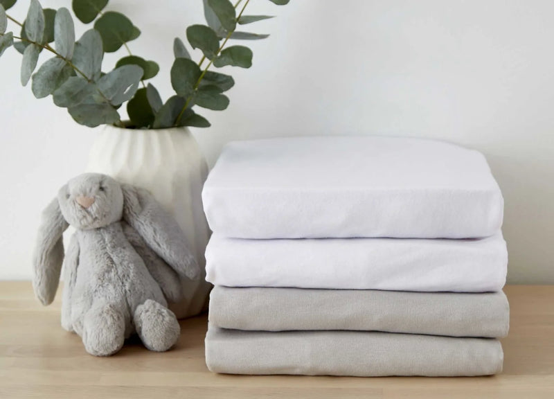 Baby Cot Fitted Sheet Twin Pack - Grey