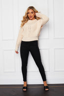 Hazel Front Trim Jumper - Beige
