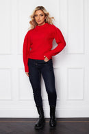 Aaliyah Puff Sleeve Jumper - Red