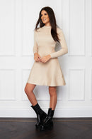 Ida High Neck Skater Dress - Neutral