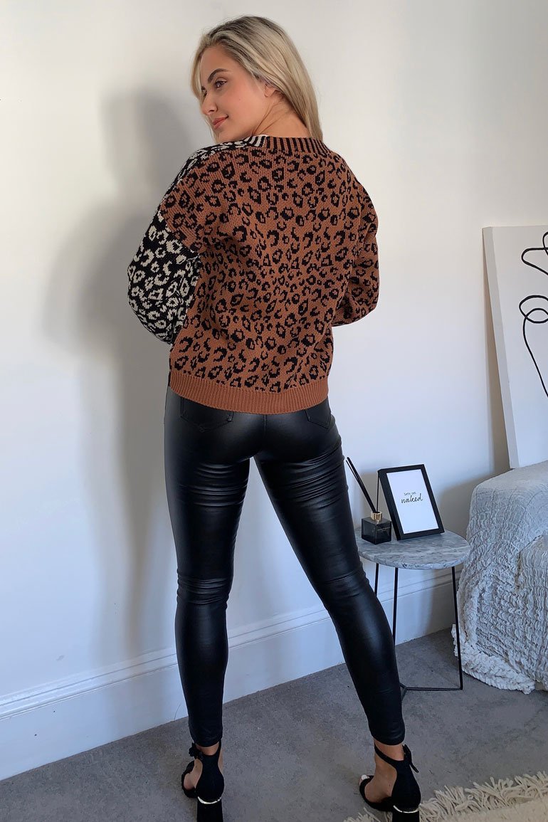 Dollie Button Cardigan - Black/brown