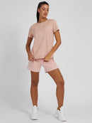 Short Sleeve Round Neck T-shirt - Rose Bliss