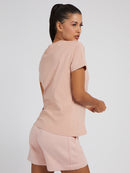 Short Sleeve Round Neck T-shirt - Rose Bliss