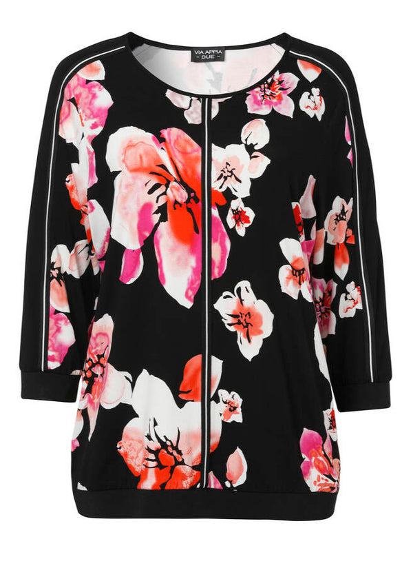 3/4 SLEEVE PRINTED TOP - Natural