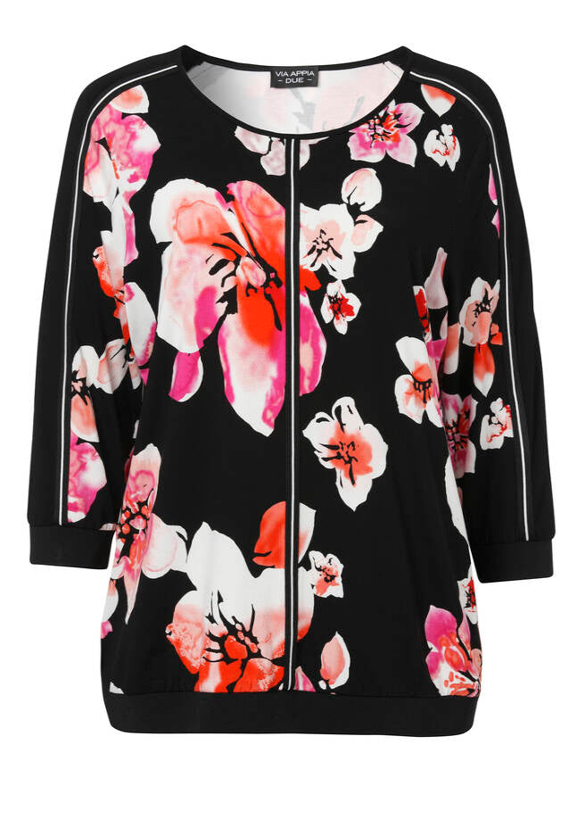 3/4 SLEEVE PRINTED TOP - Natural