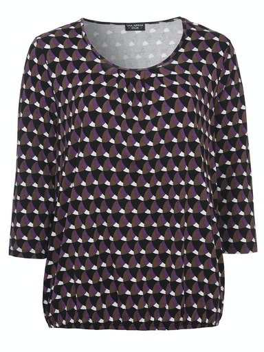 3/4 Sleeve Print V Neck T- - Natural