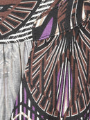 3/4 Sleeve Print V Neck Blouse - Natural