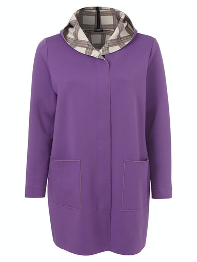 Contrast Collar Coat - Fuchsia