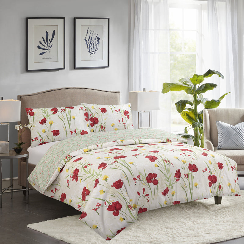 Verity Poppies Duvet Cover Set Red