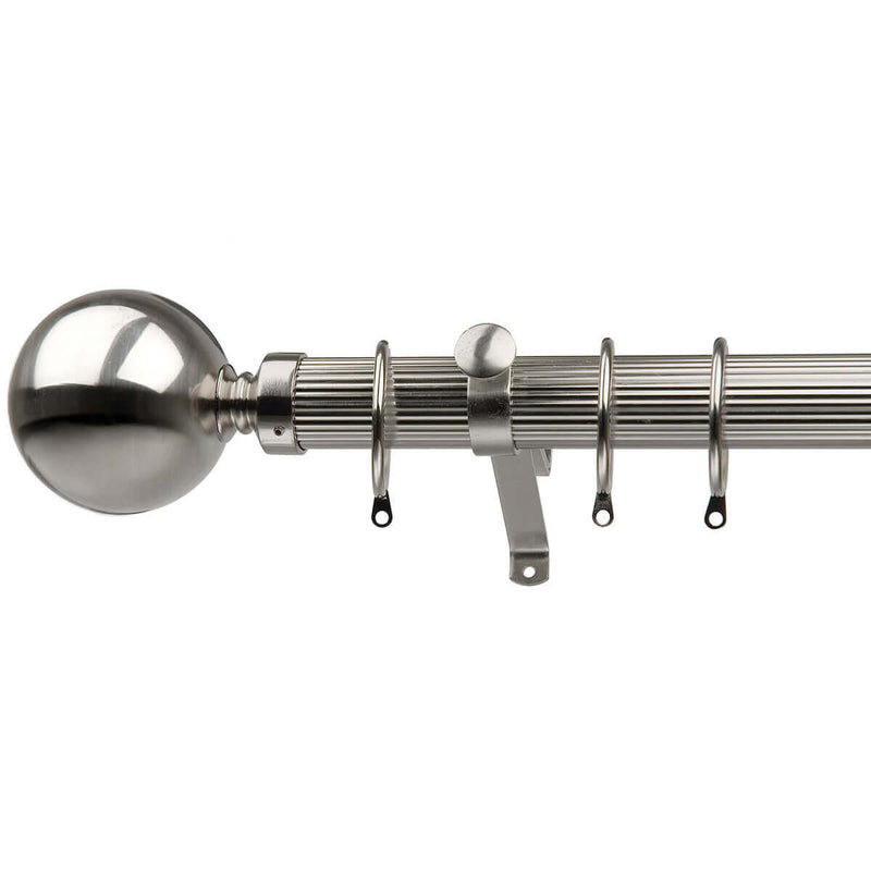 Viscount 28mm Brushed Steel Curtain Pole with Ball Finials