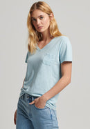Studios Pocket V Neck Tee - Sky Blue