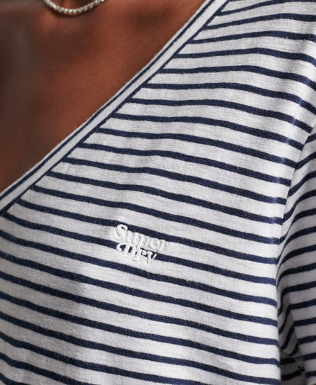 Studios Embroidered Tee - Navy Optic Stripe