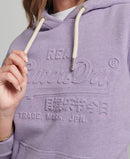 Vintage Logo Embossed Hoodie - Pale Lilac Marl