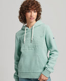 Vintage Logo Embossed Hoodie - Sage Marl