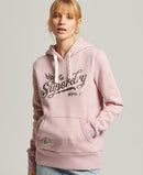 Vintage Script Style Coll Hoodie - Soft Pink Marl