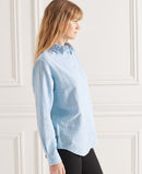 Linen Boyfriend Shirt - Blue Bonnet Stripe