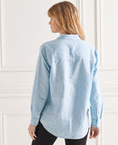Linen Boyfriend Shirt - Blue Bonnet Stripe