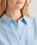 Linen Boyfriend Shirt - Blue Bonnet Stripe