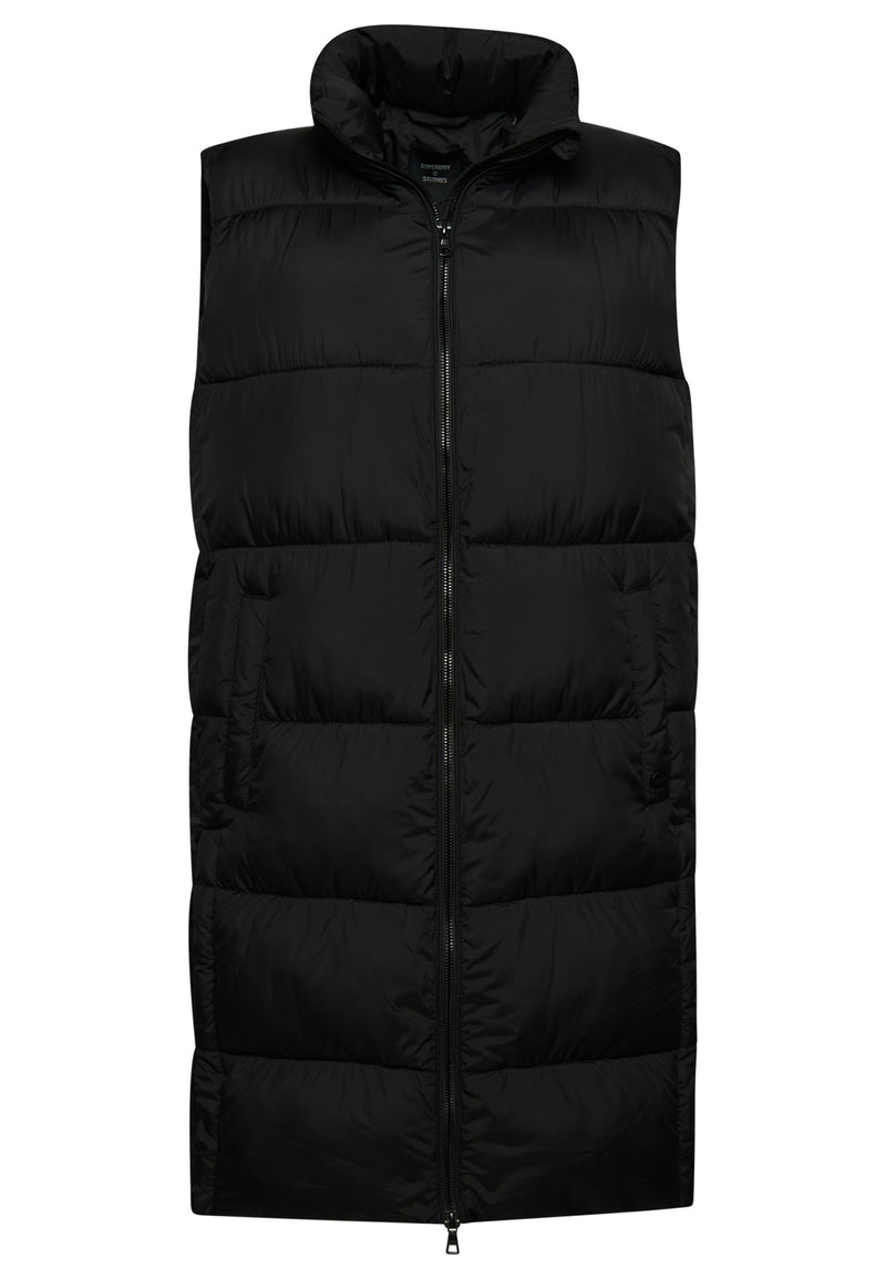 Longline Quilted Gilet - Black
