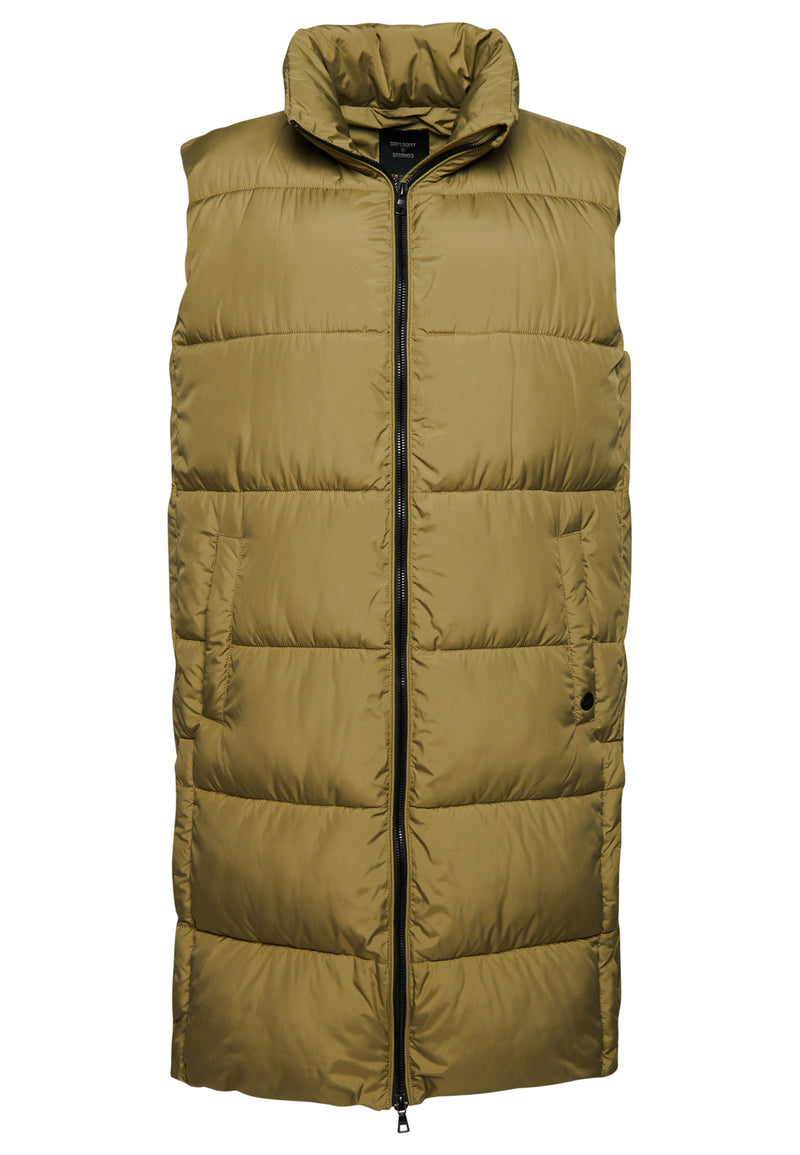 Longline Quilted Gilet - Tornado Green