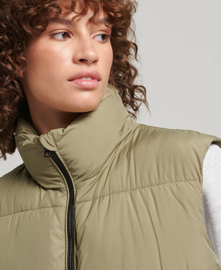 Longline Quilted Gilet - Tornado Green