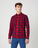 Button Down Long Sleeve Shirt - Red