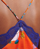 Lace Trim Satin Cami Top - Flame Red