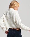 Pointelle Cable Knit Crew Neck Jumper - Ecru