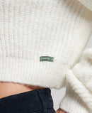 Pointelle Cable Knit Crew Neck Jumper - Ecru