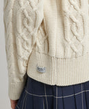 Vintage Cotton Cable Crew Jumper - Ecru