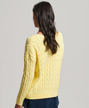 Vintage V Neck Cable Jumper - Pale Yellow