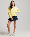 Vintage V Neck Cable Jumper - Pale Yellow