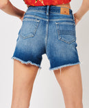 Vintage Mid Rise Slim Shorts - Madison Mid Blue