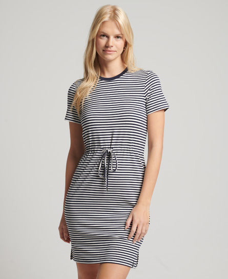 Studios Drawstring T-shirt Dress - Navy/cream Stripe