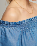 Vintage Off Shoulder Dress - Mid Wash