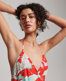 Vintage Midi Halter Slip Dress - Tsuru Red