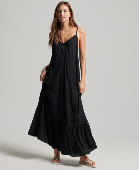 Vintage Long Beach Cami Dress - Jet Black