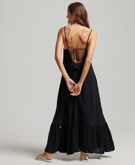 Vintage Long Beach Cami Dress - Jet Black