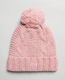 Cable Knit Beanie - Rose Tweed